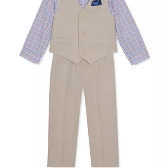 Baby Boys 4-Pc. Faux-Linen Vest Set - Picture 2 of 4